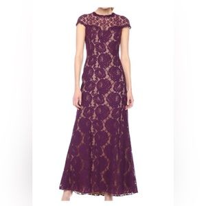 NEW-Tadashi Shoji plum lace gown